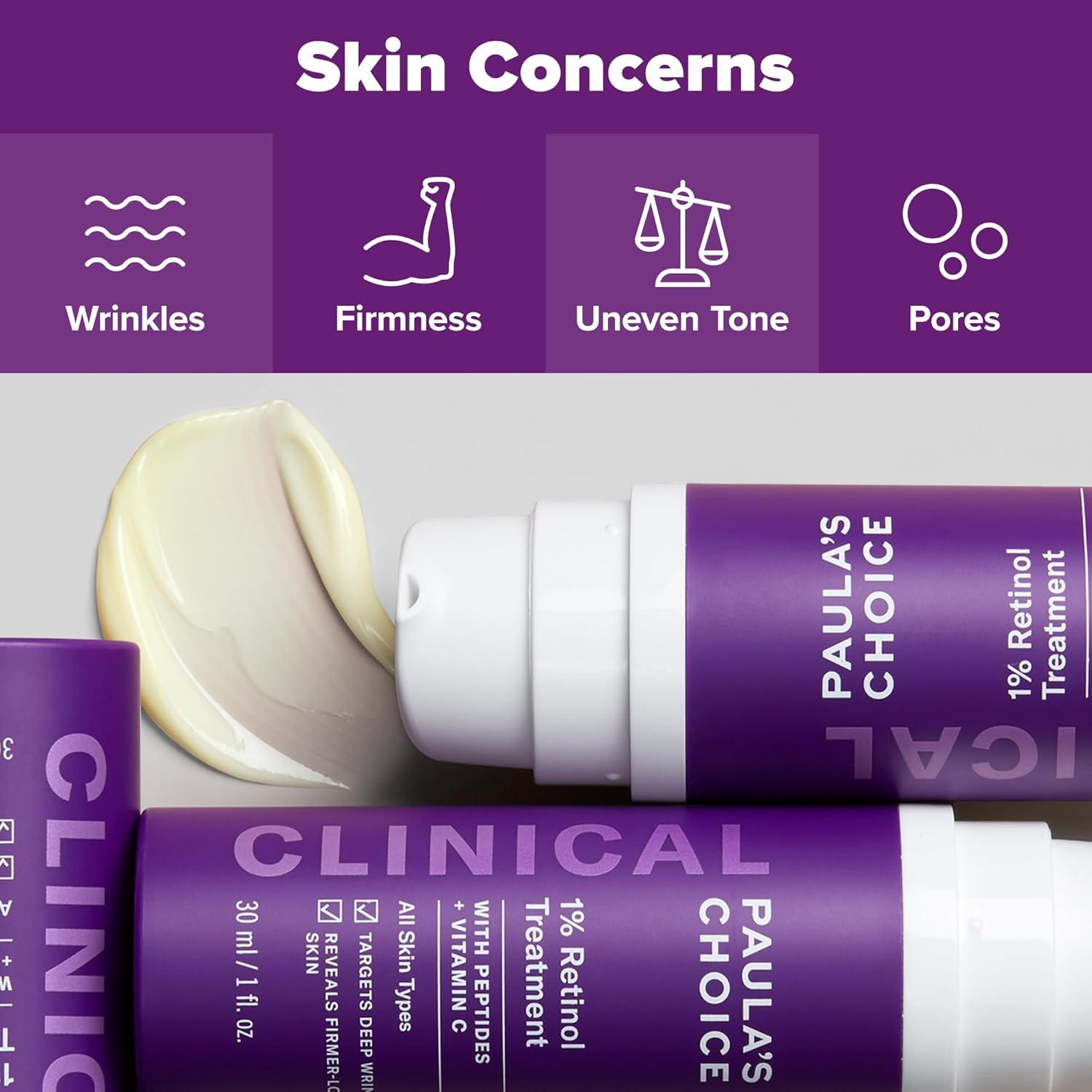 image:imagePaulas Choice CLINICAL 1 Retinol Face Treatment with Peptides Vitamin C amp Licorice Extract AntiAging Skin Care Serum Fine Lines amp Wrinkles Fragrance Free1 Ounce Pack of 1