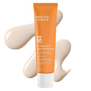 Paula’s Choice 5% Vitamin C Sheer Sunscreen for Face, SPF 50 Face Sunscreen, Moisturizing, Lightweight Invisible, Prevents Dark Spots, No Cast, All Skin Types, UVA/UVB Protection, Fragrance-Free, 2oz