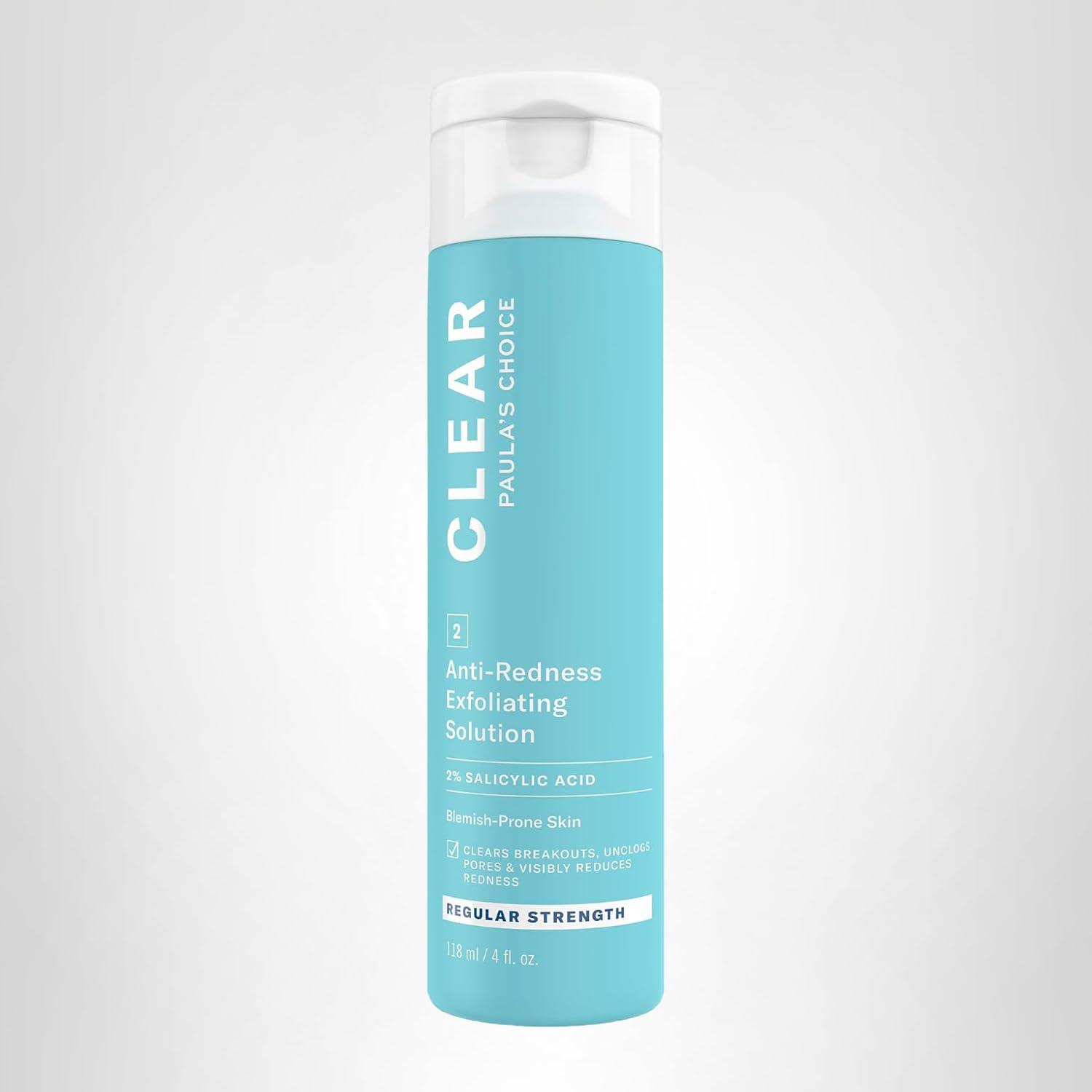 image:imagePaulas Choice CLEAR AntiRedness Exfoliating Solution 2 Salicylic Acid Liquid Exfoliant for Face Face Exfoliant for Mild to Severe Acne amp Breakouts BlackheadProne Skin FragranceFreeRegular Strength