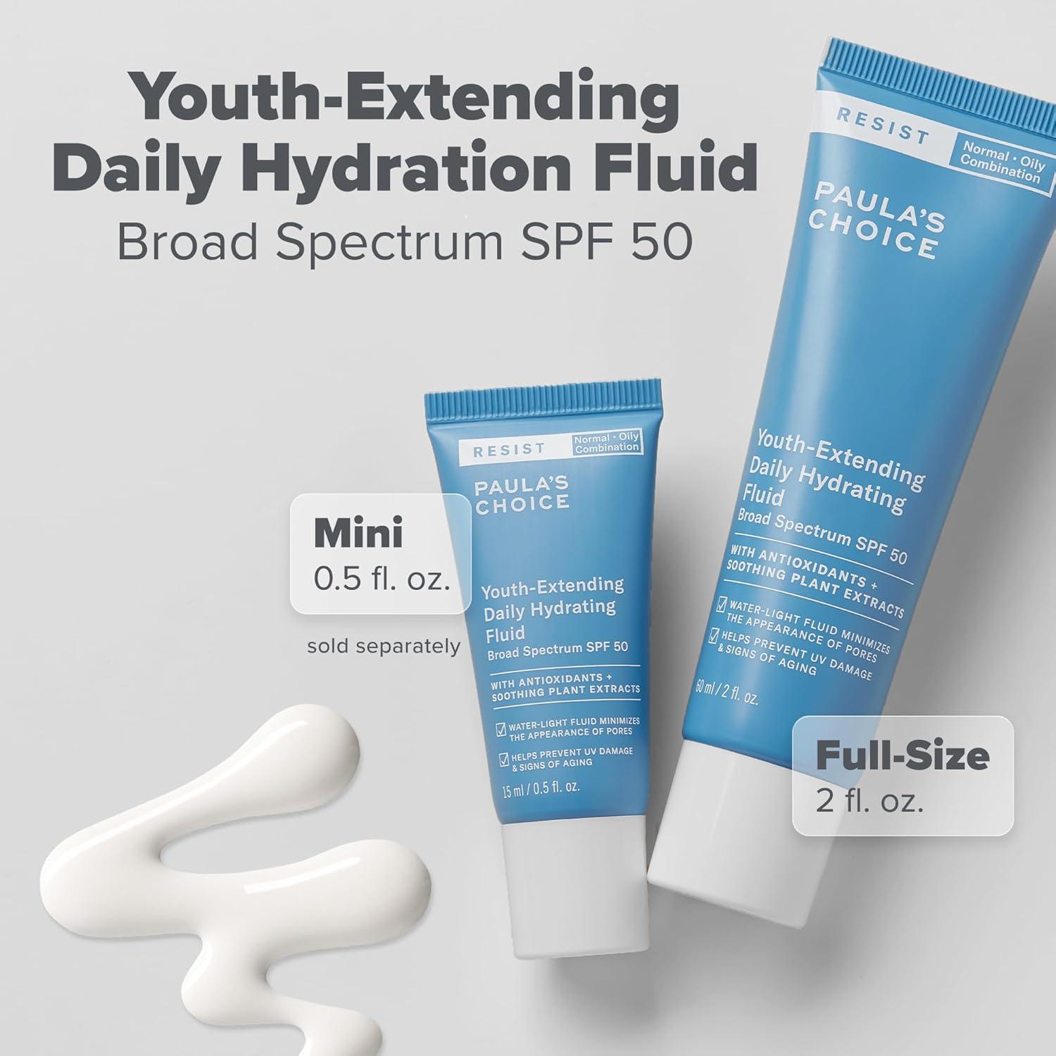 image:imagePaulas Choice RESIST Daily Hydrating Fluid Face Moisturizer with SPF 50 Sunscreen Face Sunscreen for Oily Skin Chamomile amp Vitamin E UVAUVB Protection FragranceFree TSA Friendly2 Fl Oz Pack of 1