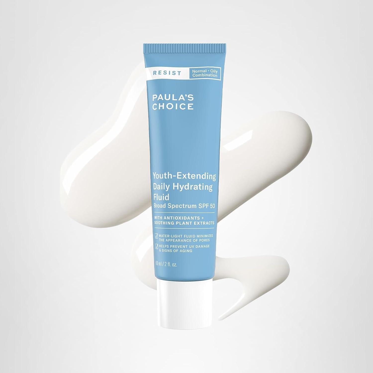 image:imagePaulas Choice RESIST Daily Hydrating Fluid Face Moisturizer with SPF 50 Sunscreen Face Sunscreen for Oily Skin Chamomile amp Vitamin E UVAUVB Protection FragranceFree TSA Friendly2 Fl Oz Pack of 1