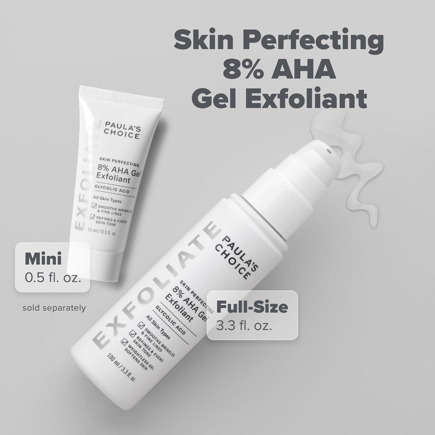 image:imagePaulas Choice SKIN PERFECTING 8 AHA Exfoliant Gel Exfoliant with Glycolic Acid Chamomile amp Green Tea Leave On Gentle Face Exfoliator for All Skin Types Fragrance Free33 Fl Oz Pack of 1