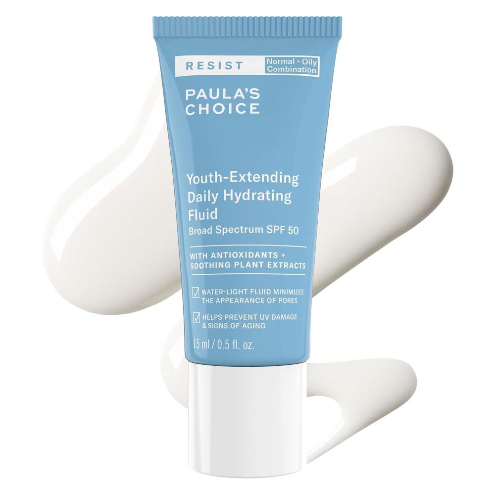 image:imagePaulas Choice RESIST Daily Hydrating Fluid Face Moisturizer with SPF 50 Sunscreen Face Sunscreen for Oily Skin Chamomile amp Vitamin E UVAUVB Protection FragranceFree TSA FriendlyTravel Size 05 Fl Oz