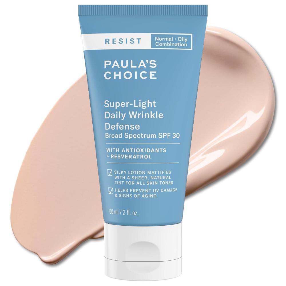 image:imagePaulas Choice RESIST SuperLight Daily Wrinkle Defense Mineral Sunscreen SPF 30 Face Sunscreen for Oily Skin Matte Tinted Face Moisturizer UVAUVB Protection FragranceFree2 Fl Oz Pack of 1