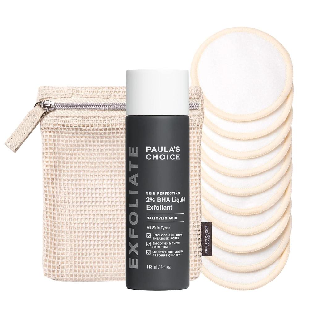 image:imagePaulas Choice SKIN PERFECTING 2 BHA Salicylic Acid Liquid Exfoliant amp Reusable CottonBamboo Pads Duo for Toner Exfoliants amp Makeup Remover EcoFriendly FragranceFree Set of 2