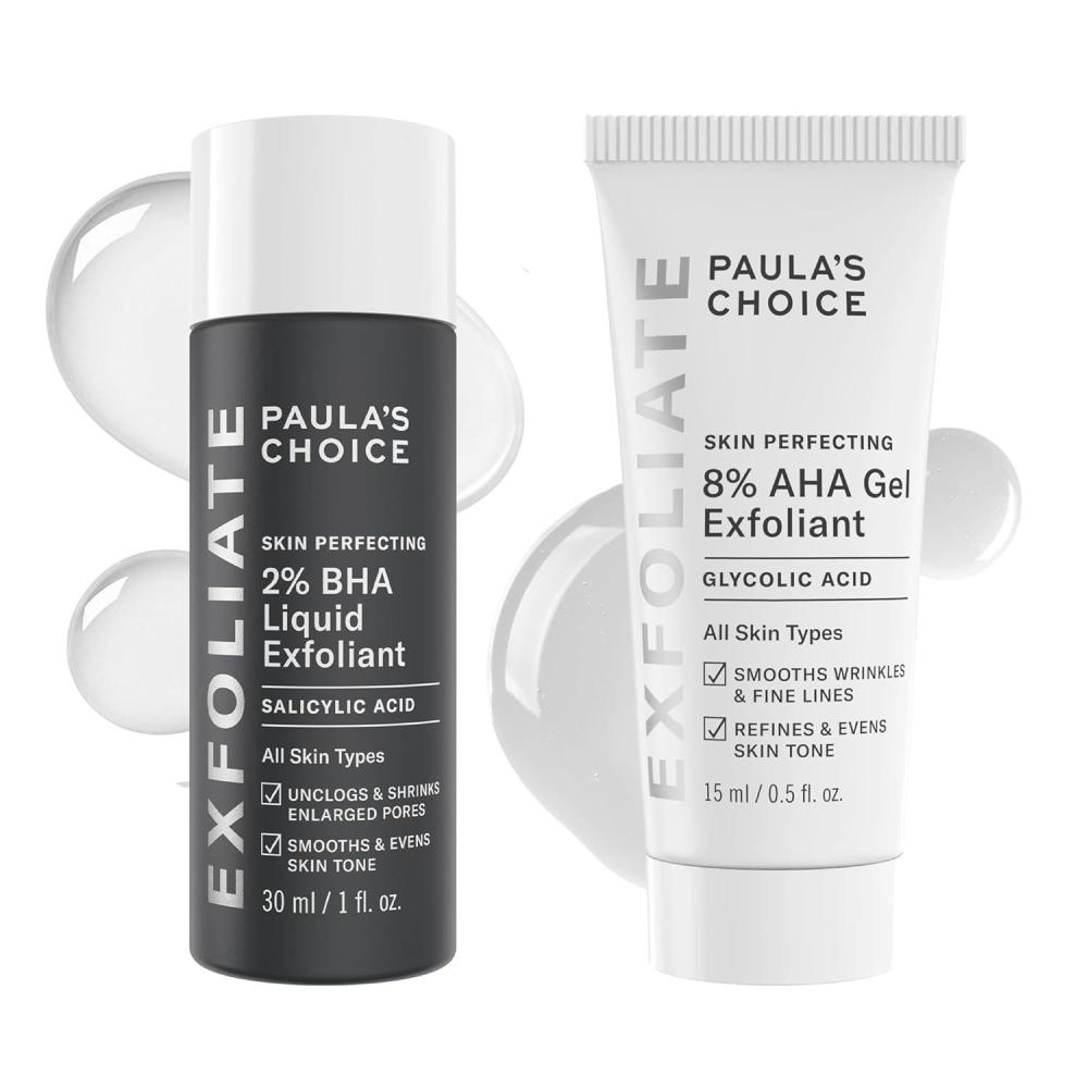 image:imagePaulas Choice SKIN PERFECTING 8 AHA Gel Exfoliant amp 2 BHA Liquid Duo Facial Exfoliants for Blackheads Enlarged Pores Wrinkles and Fine Lines wGlycolic and Salicylic AcidTravel Size