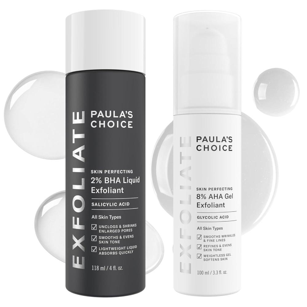 image:imagePaulas Choice SKIN PERFECTING 8 AHA Gel Exfoliant amp 2 BHA Liquid Duo  Facial Exfoliants for Blackheads Enlarged Pores Wrinkles and Fine Lines wGlycolic and Salicylic Acid365 Fl Oz Pack of 2