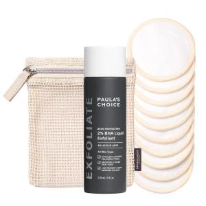 Paula’s Choice SKIN PERFECTING 2% BHA Salicylic Acid Liquid Exfoliant & Reusable Cotton/Bamboo Pads Duo, for Toner, Exfoliants & Makeup Remover, Eco-Friendly, Fragrance-Free, Set of 2