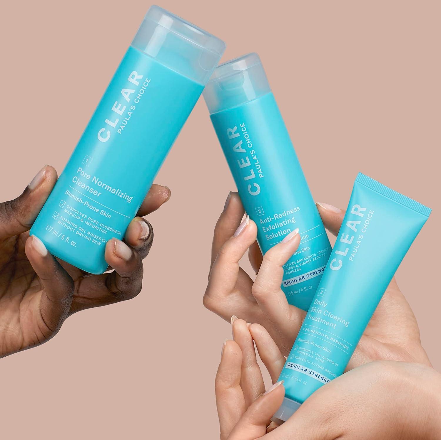 image:imagePaulas Choice CLEAR 3Piece Acne Kit Includes Daily Cleanser 2 Salicylic Acid Exfoliant amp Benzoyl Peroxide Treatment Prevents amp Treats Mild to Severe Acne amp Breakouts FragranceFree Set of 3Full Size Regular Strength