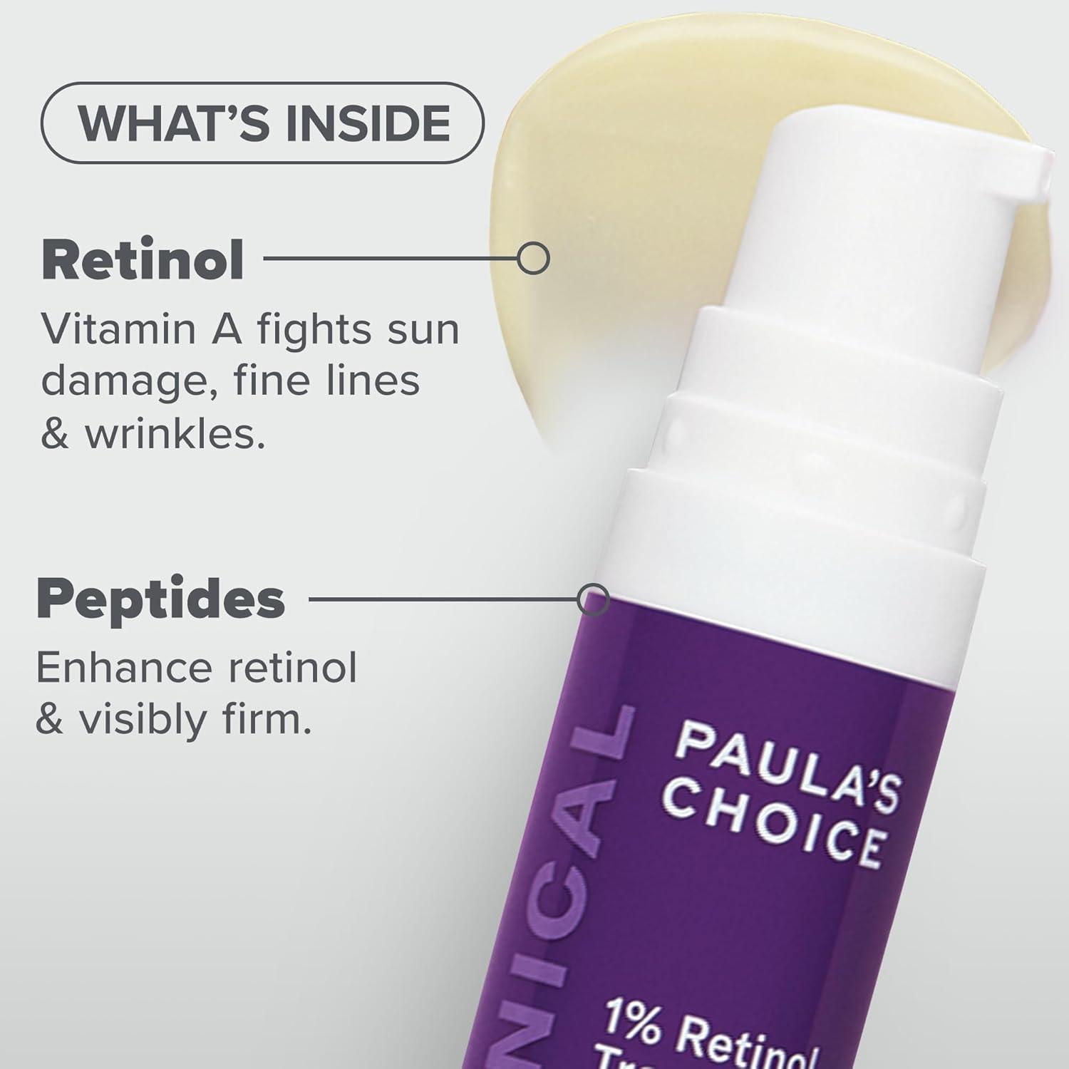 image:imagePaulas Choice SKIN PERFECTING 2 BHA Liquid Exfoliant Salicylic Acid Facial Exfoliator for Enlarged Pores Travel Size 1oz amp CLINICAL 1 Retinol Treatment Cream for AntiAging amp Wrinkles 017oz