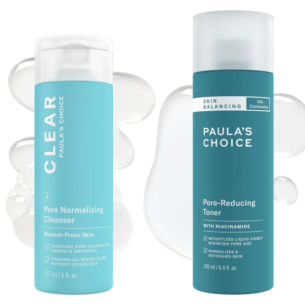 image:imagePaulas Choice CLEAR Pore Normalizing Facial Cleanser Acne Daily Face Wash Salicylic Acid Face Cleanser amp Skin Balancing PoreReducing Face Toner with Niacinamide for Oily Skin amp Combination Skin