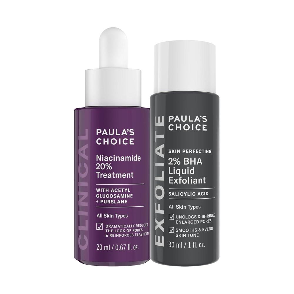 image:imagePaulas Choice CLINICAL 20 Niacinamide Serum Treatment Travel Size 2 BHA Salicylic Acid Liquid Exfoliant Duo Set of 2