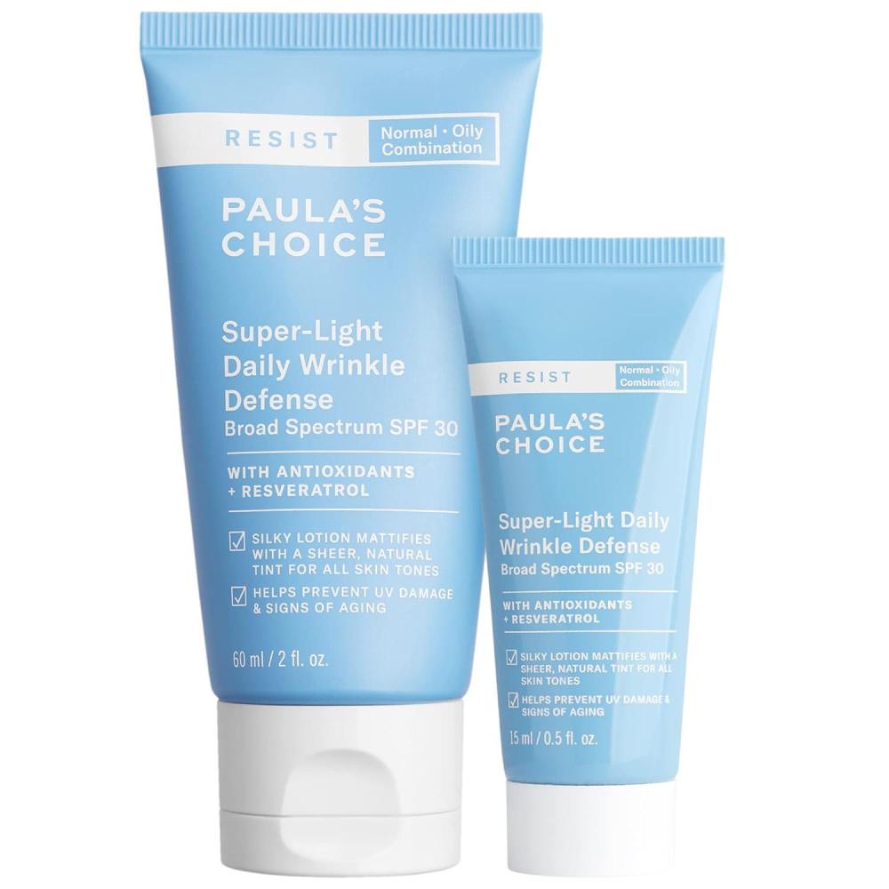 image:imagePaulas Choice RESIST SuperLight Daily Wrinkle Defense SPF 30 Duo Matte Tinted Face Moisturizer UVA amp UVB Protection Mineral Sunscreen for Oily Skin FragranceFree Set of 2