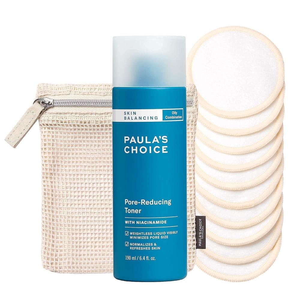 image:imagePaulas Choice SKIN BALANCING PoreReducing Toner amp Reusable CottonBamboo Pads Duo for Toner Exfoliants amp Makeup Remover EcoFriendly FragranceFree Set of 2