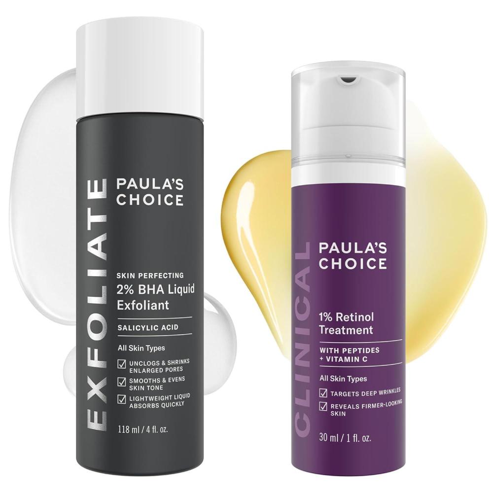 image:imagePaulas Choice SKIN PERFECTING 2 BHA Liquid Exfoliant Salicylic Acid Facial Exfoliator for Enlarged Pores amp CLINICAL 1 Retinol Treatment with Peptides Vitamin C amp Licorice Extract