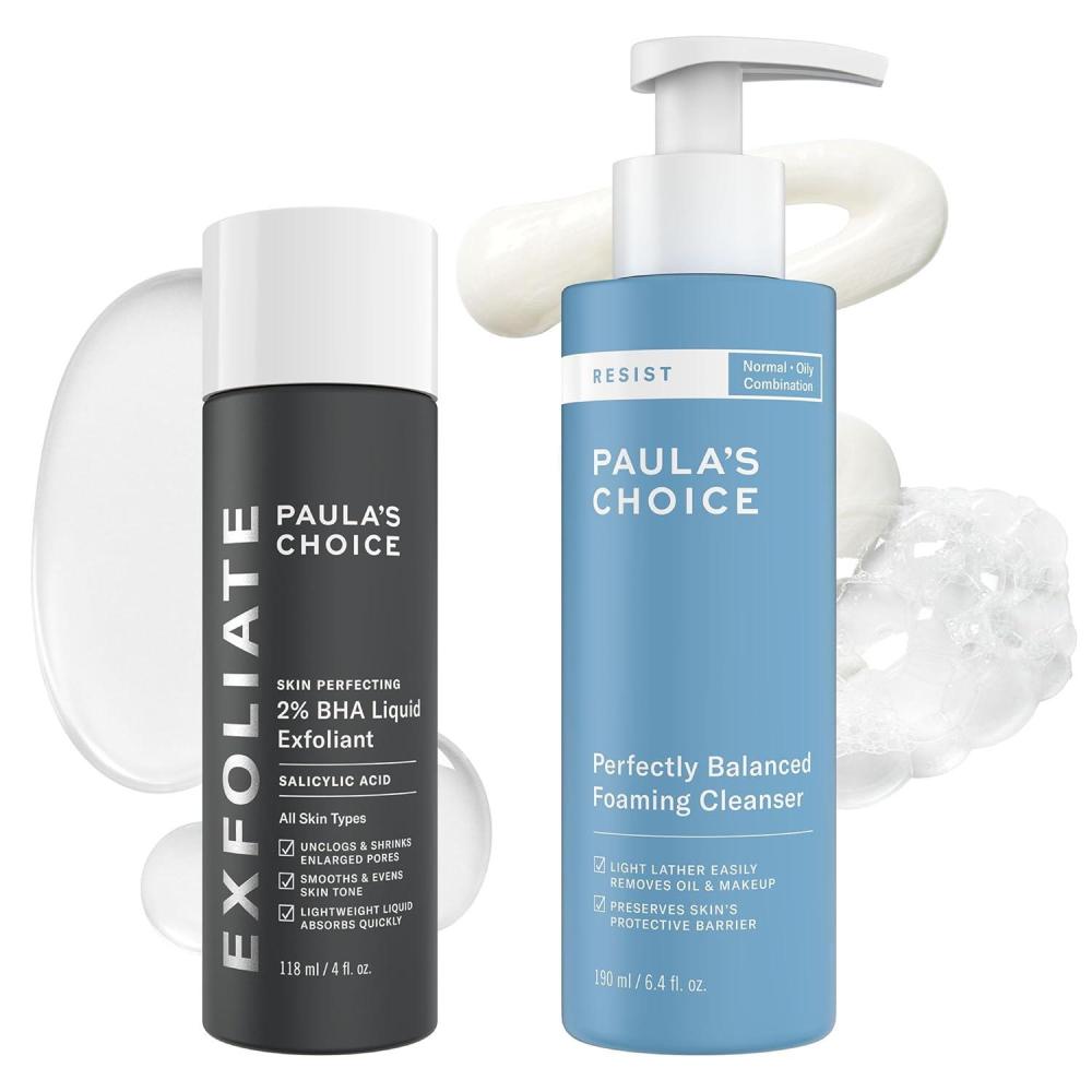 image:imagePaulas Choice SKIN PERFECTING 2 BHA Liquid Exfoliant Salicylic Acid Facial Exfoliator for Enlarged Pores amp RESIST Perfectly Balanced Foaming Facial Cleanser Face Cleanser with Hyaluronic Acid