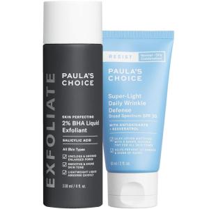 Paula’s Choice 2% BHA Liquid Exfoliant & RESIST Super-Light Daily Wrinkle Defense SPF 30, Salicylic Acid for Enlarged Pores & Blackheads and Tinted Mineral Broad-Spectrum Sunscreen, Set of 2