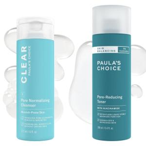 Paula’s Choice CLEAR Pore Normalizing Facial Cleanser, Acne Daily Face Wash, Salicylic Acid Face Cleanser & Skin Balancing Pore-Reducing Face Toner with Niacinamide, for Oily Skin & Combination Skin