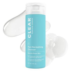 Paula’s Choice CLEAR Pore Normalizing Facial Cleanser, Acne Daily Face Wash, Salicylic Acid Face Cleanser for Clogged & Enlarged Pores, Redness, Suitable for Blackhead-Prone Skin Fragrance Free(6 Ounce (Pack of 1))