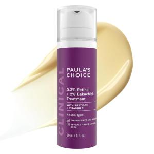 Paula’s Choice CLINICAL 0.3% Retinol + 2% Bakuchiol Face Serum Treatment, Anti-Aging Serum for Face with Ceramides, Hylauronic Acid, Vitamin C & E, Deep Wrinkles & Fine Lines, Fragrance-Free, 1 oz