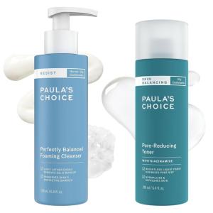 Paula’s Choice RESIST Perfectly Balanced Foaming Facial Cleanser, Face Cleanser with Hyaluronic Acid & Skin Balancing Pore-Reducing Face Toner with Niacinamide, for Oily & Combination Skin