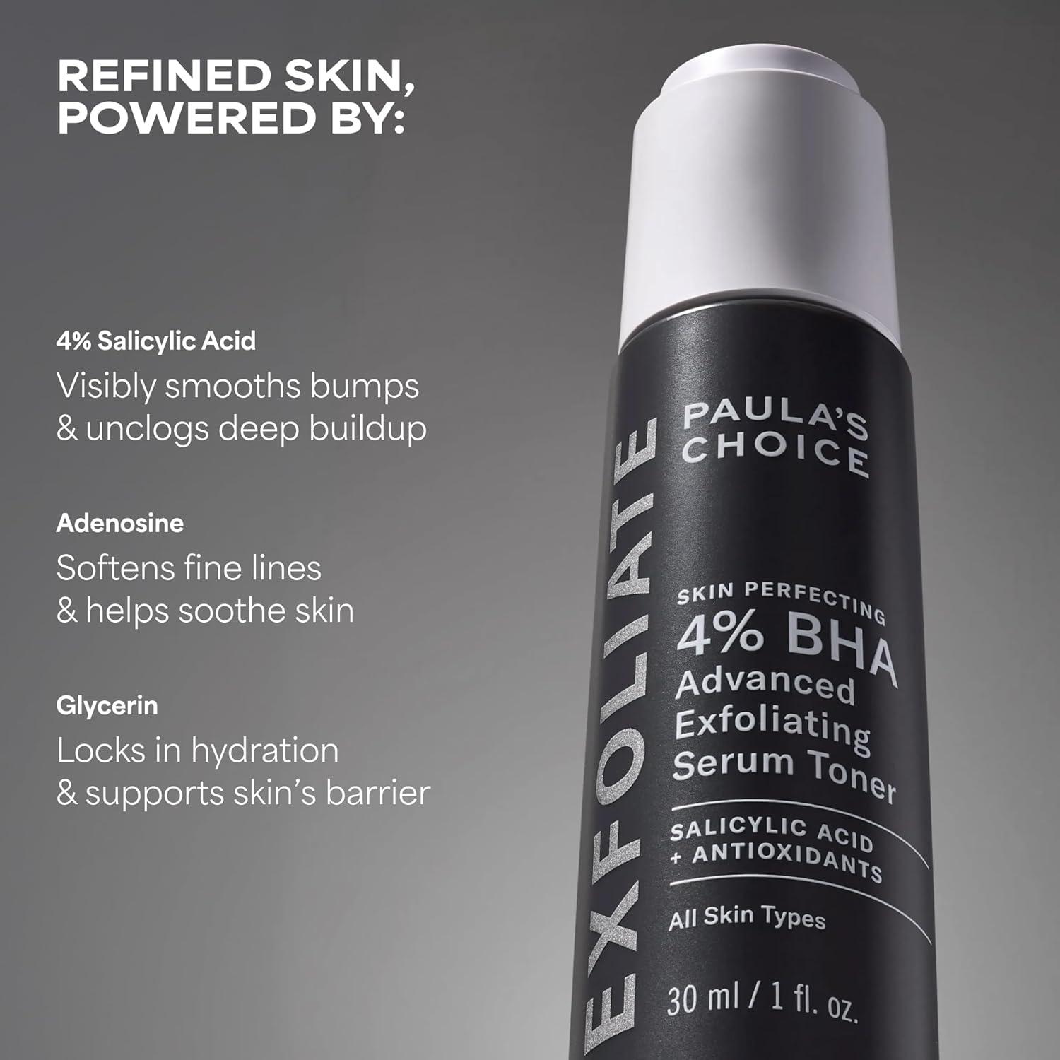 image:imagePaulas Choice SKIN PERFECTING 4 Advanced Exfoliating Serum Toner Facial Smoother with Salicylic Acid amp Antioxidants AntiAging Serum for Skin Texture Clogged amp Enlarged Pores FragranceFree