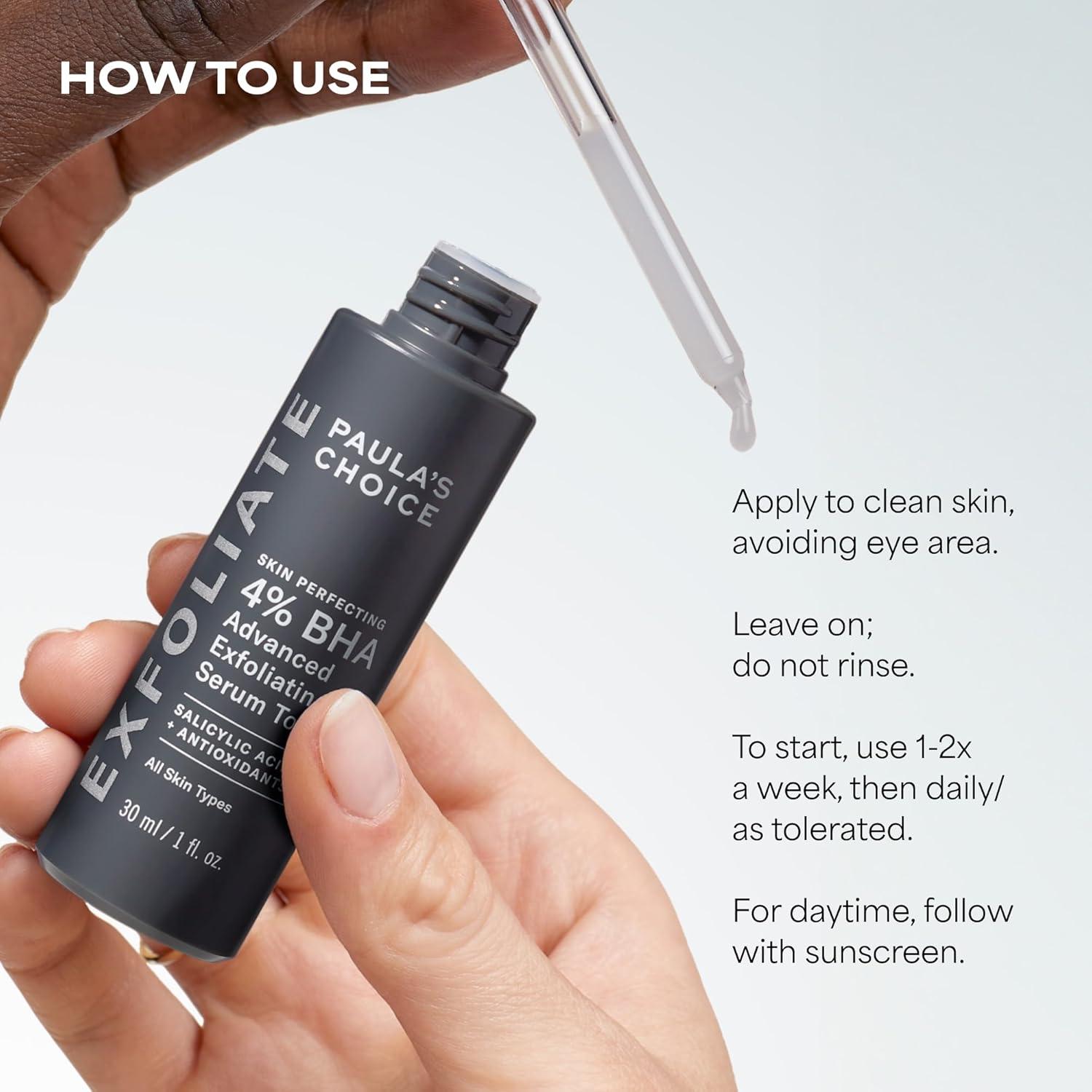 image:imagePaulas Choice SKIN PERFECTING 4 Advanced Exfoliating Serum Toner Facial Smoother with Salicylic Acid amp Antioxidants AntiAging Serum for Skin Texture Clogged amp Enlarged Pores FragranceFree